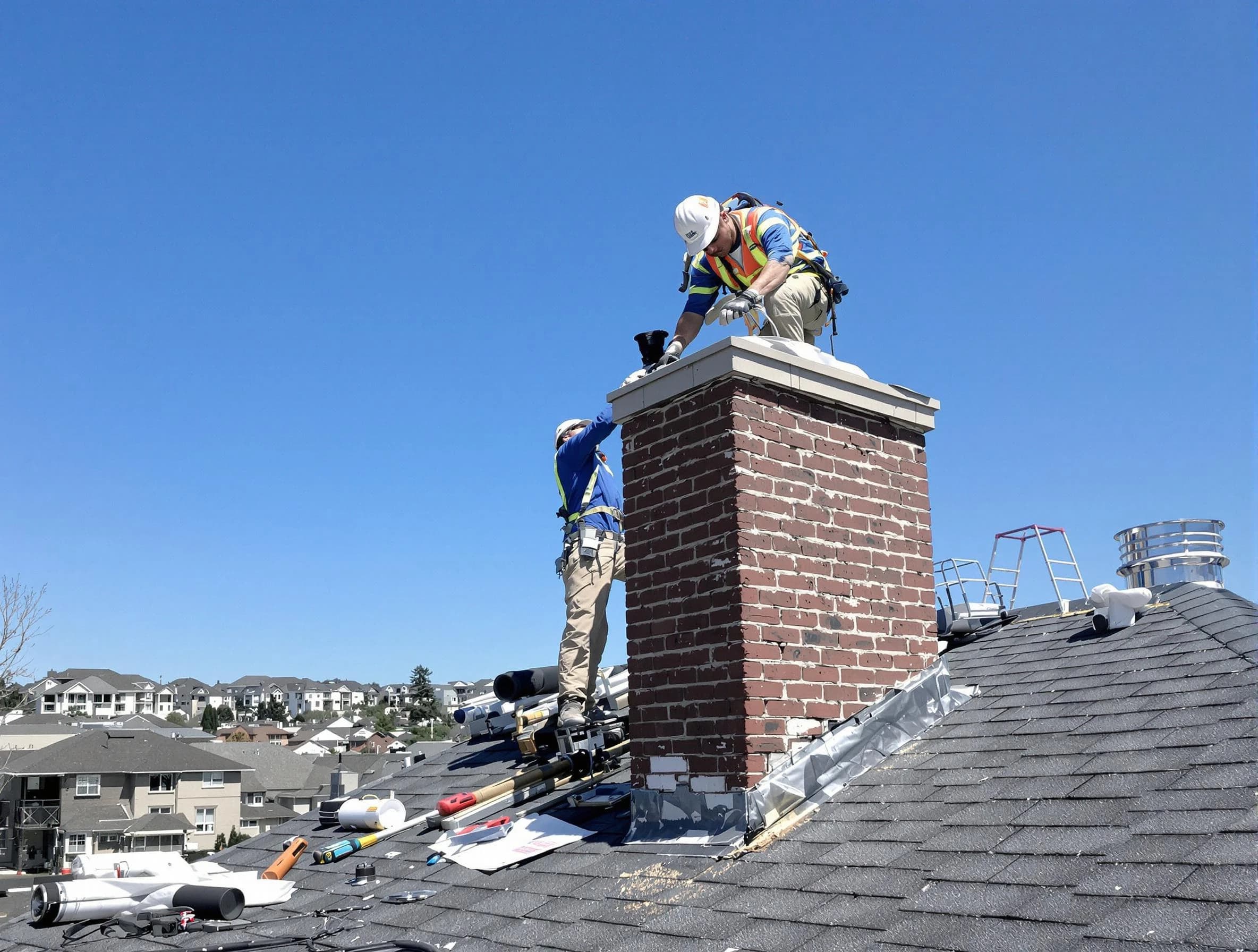 Canton Chimney Sweep repairing a chimney crown in Canton, PA
