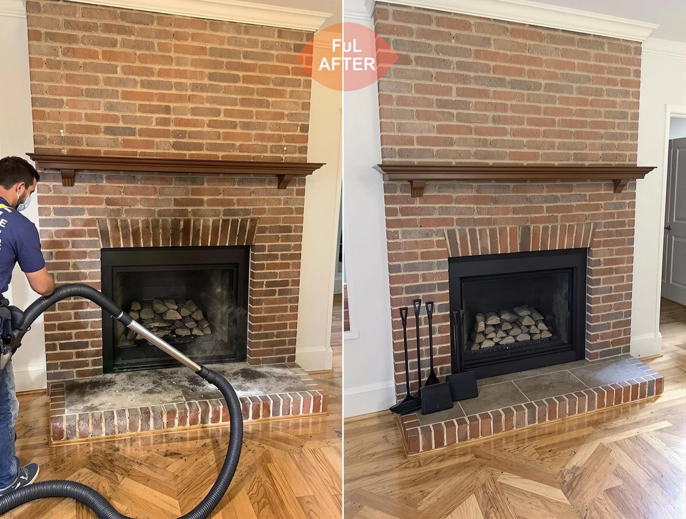 Canton Chimney Sweep carefully sanitizing a fireplace in Canton, PA