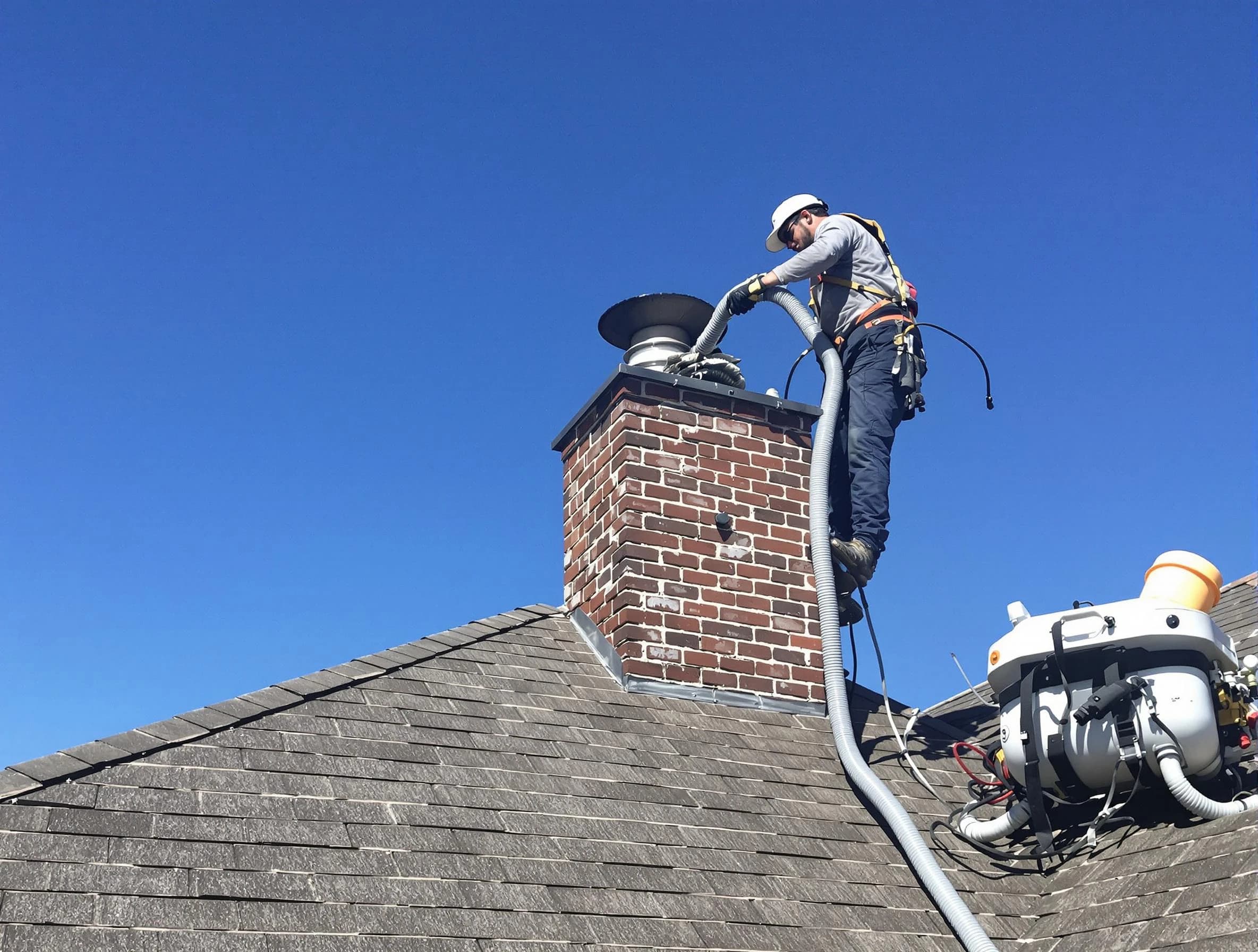 Dedicated Canton Chimney Sweep team member cleaning a chimney in Canton, PA