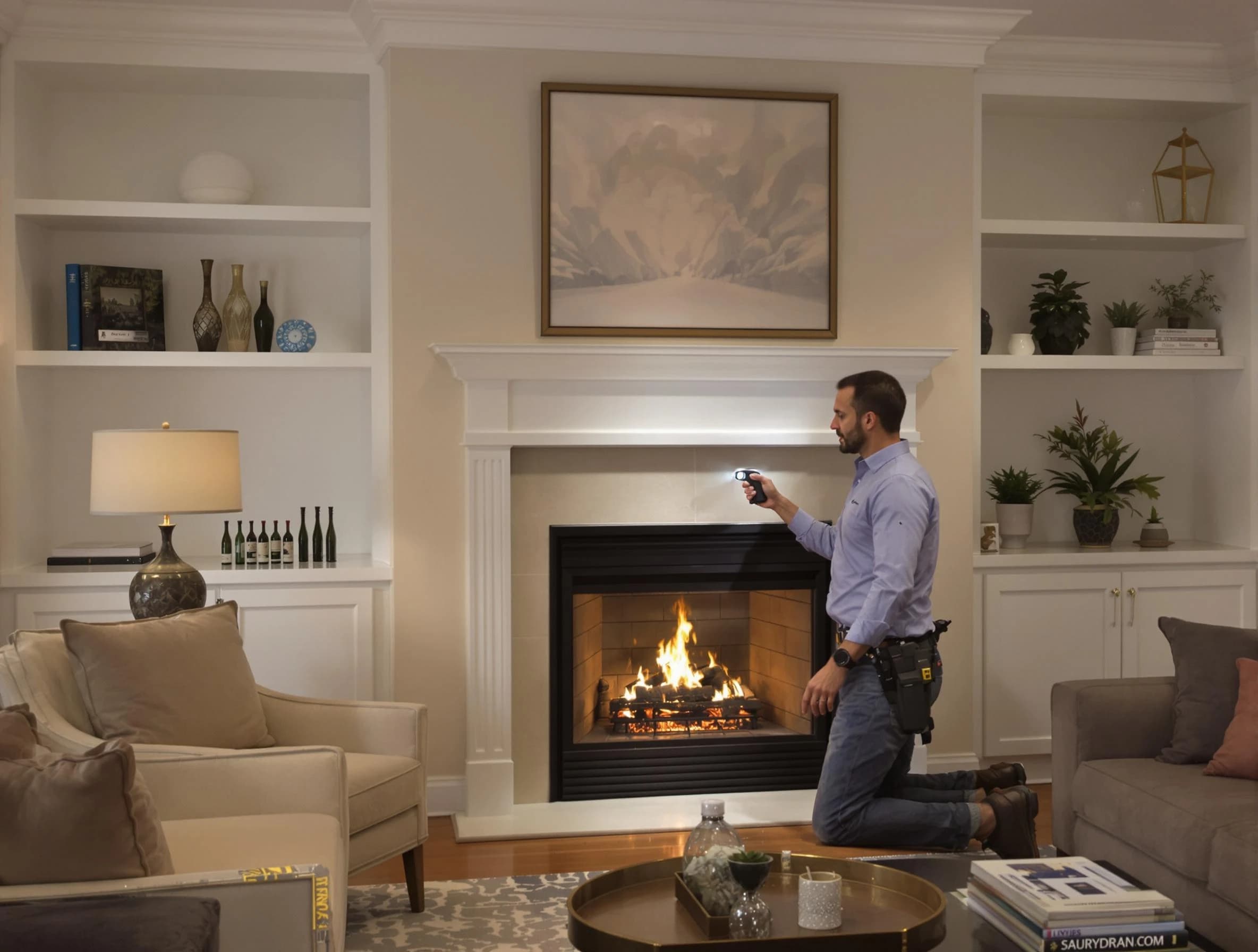 Canton Chimney Sweep conducting a fireplace safety inspection in Canton, PA