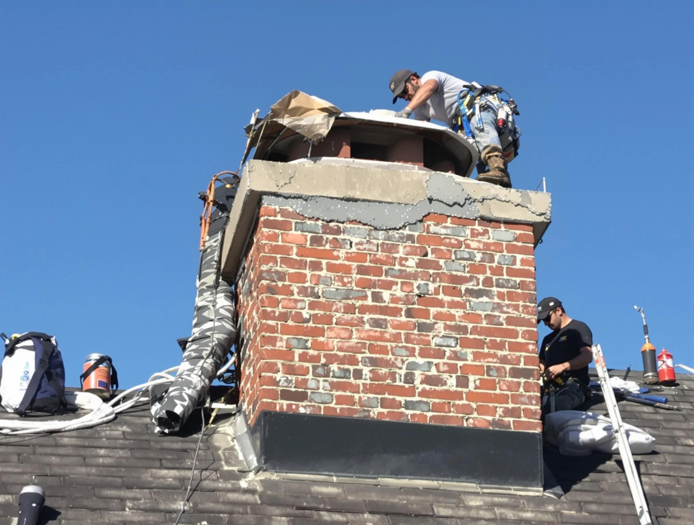 Canton Chimney Sweep installing a custom chimney crown in Canton, PA