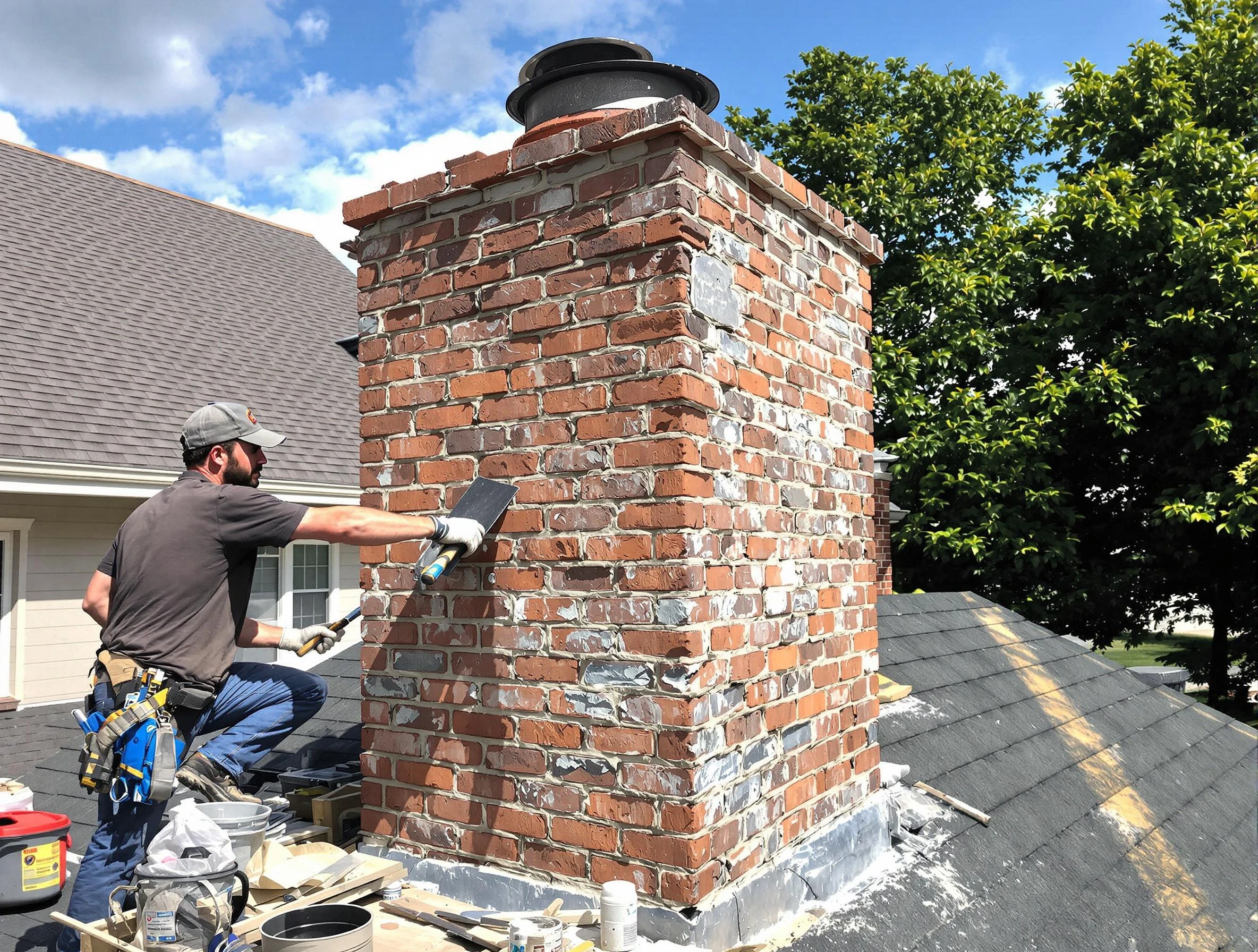 Completed chimney rebuild by Canton Chimney Sweep in Canton, PA
