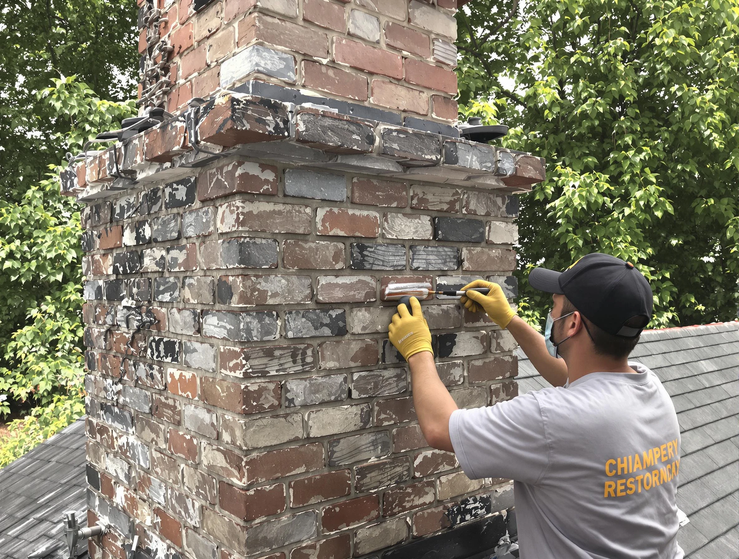 In-progress chimney restoration by Canton Chimney Sweep in Canton, PA