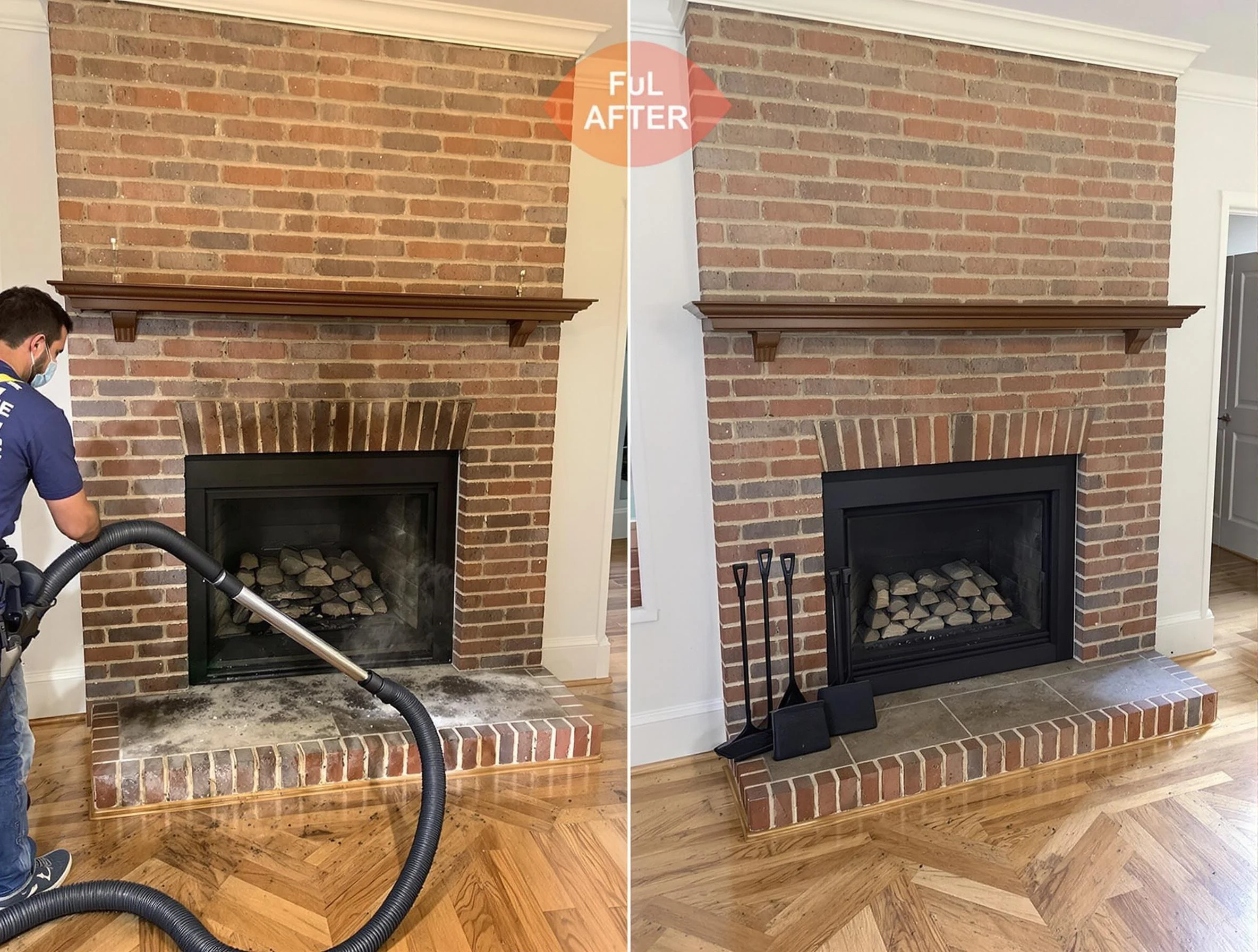 Canton Chimney Sweep carefully sanitizing a fireplace in Canton, PA