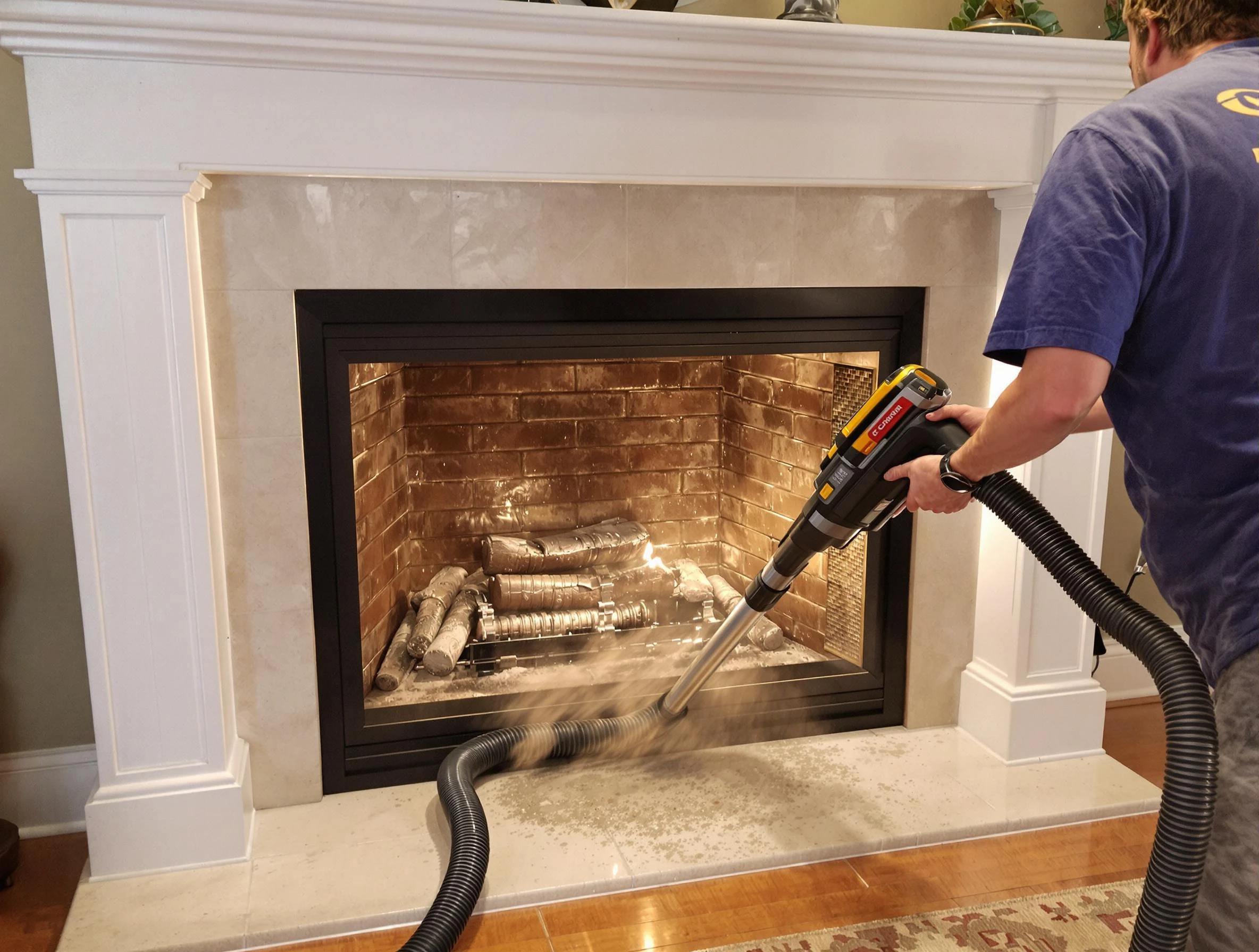 Fireplace cleaning performed by Canton Chimney Sweep in Canton, PA