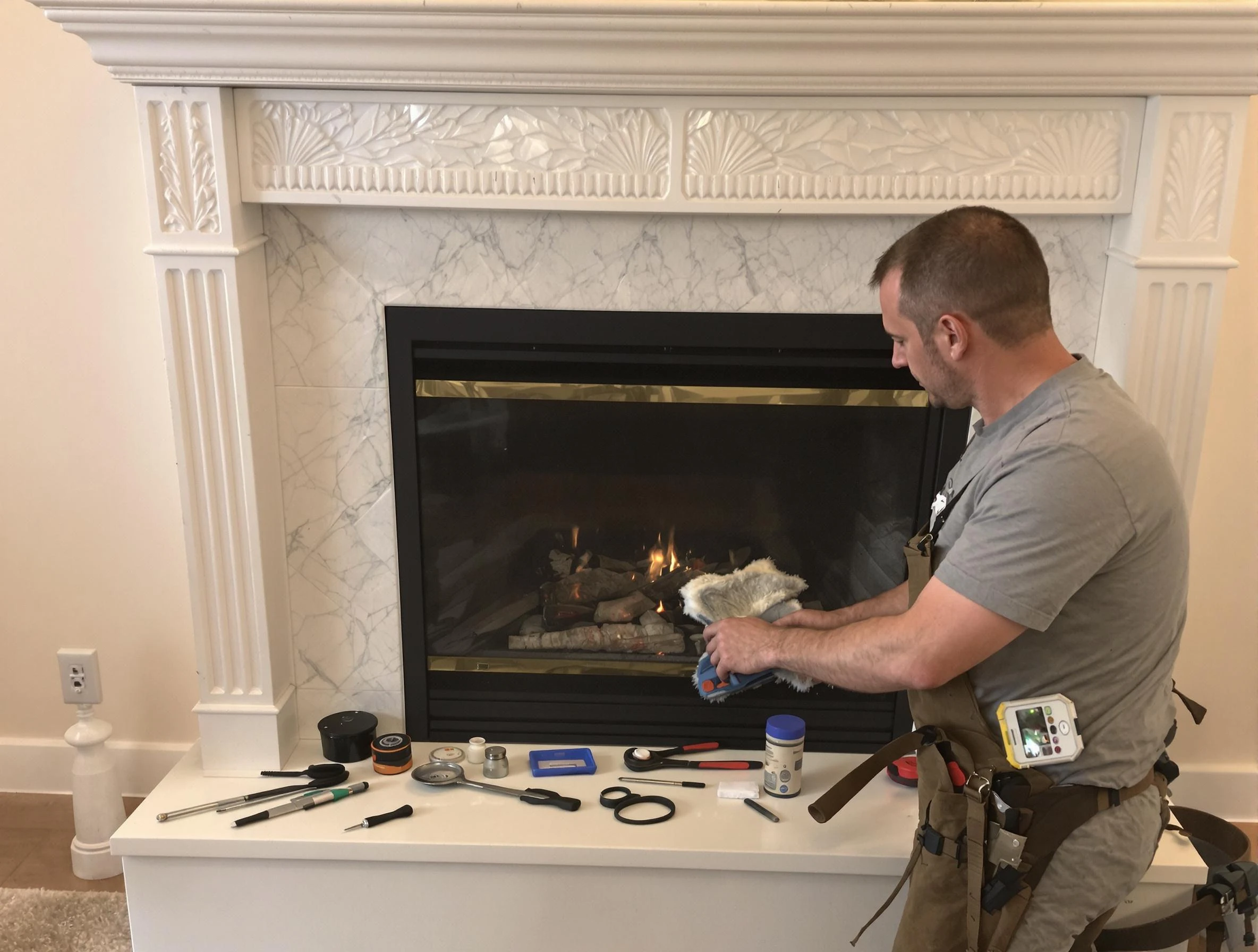 Canton Chimney Sweep performing fireplace maintenance in Canton, PA