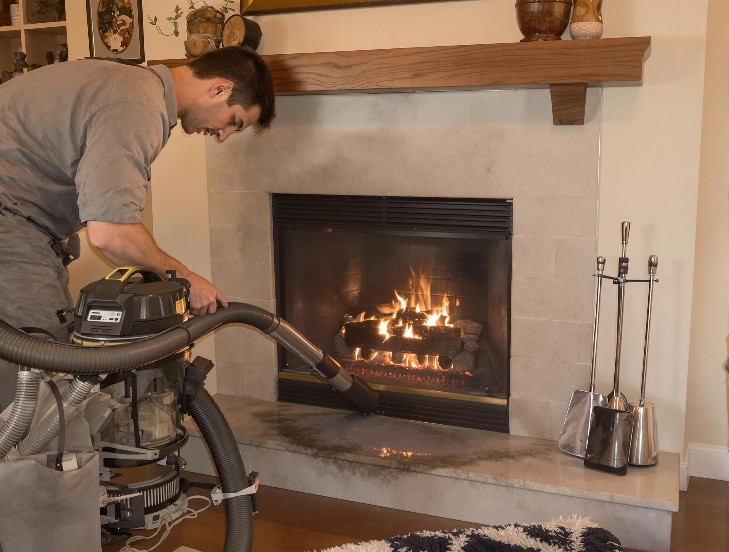 Routine fireplace upkeep by Canton Chimney Sweep in Canton, PA